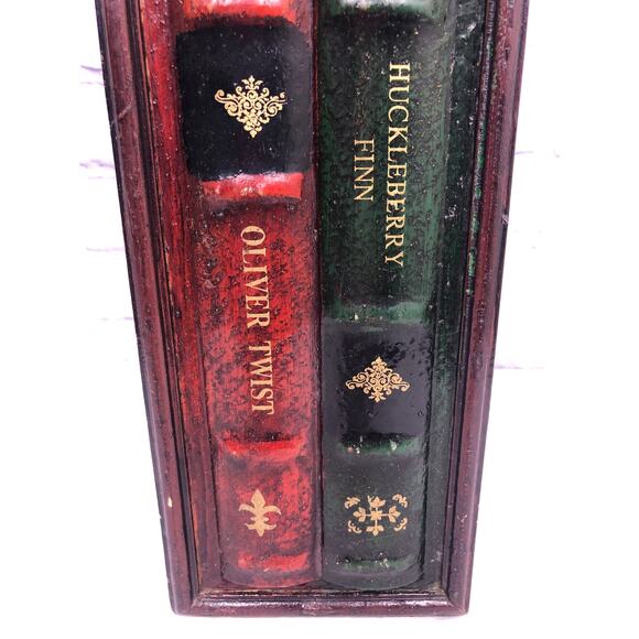 Vintage Decorative Faux Two Book Retro Wine Box Solid Wood Storage Hinge Closure - Picture 14 of 16